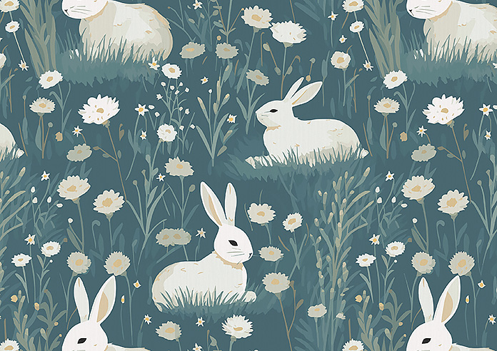 Bunny Meadows, Teal - Motorised Roman Blind - Image 7